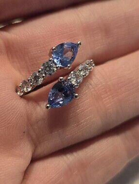 Kenneth Jay Lane Double Pear Sapphire CZ Wrap Ring
